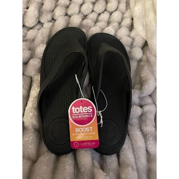 Totes jelly/rubber black XL 10:11 flip flops sandals thong nwt - Picture 1 of 4